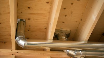 Ductwork in the ceiling of a building